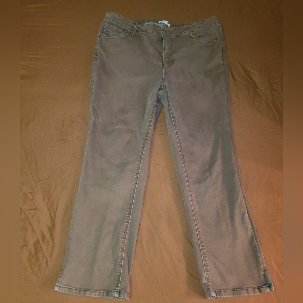 Maurices, 14W, Mid Rise, Slim Straight Ankle, Tan Jeans